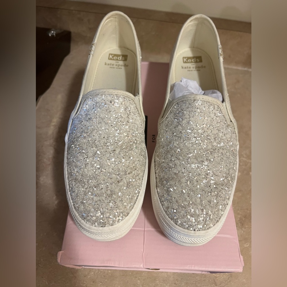 Kate spade glitter slip on shoes